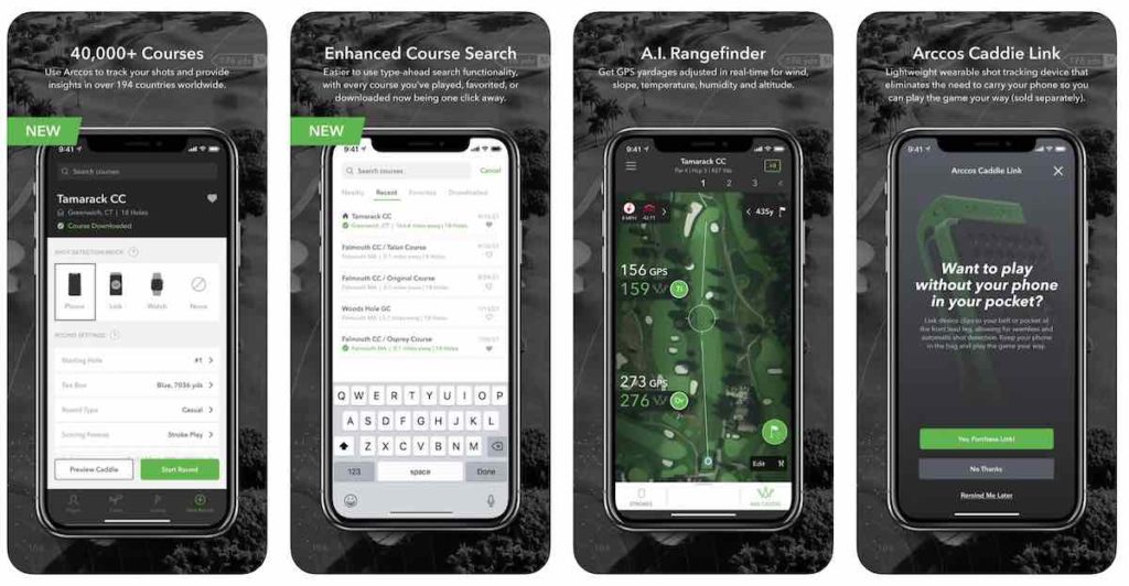 Arccos Caddie app store for Apple devices