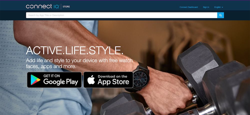 Garmin Connect IQ homepage storefront