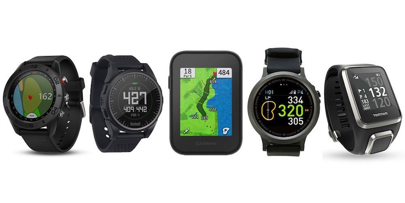 An overview of different golf watch models.